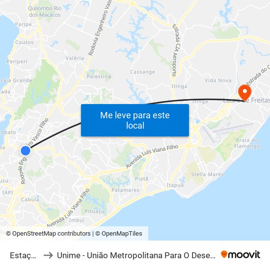 Estação Pirajá to Unime - União Metropolitana Para O Desenvolvimento Da Educação E Cultura map