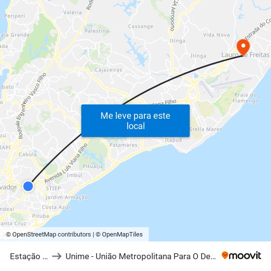Estação Rodoviária to Unime - União Metropolitana Para O Desenvolvimento Da Educação E Cultura map