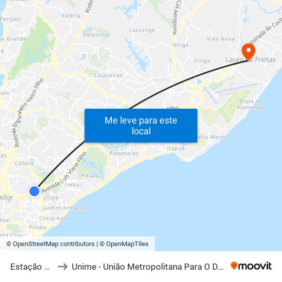 Estação Pernambués to Unime - União Metropolitana Para O Desenvolvimento Da Educação E Cultura map