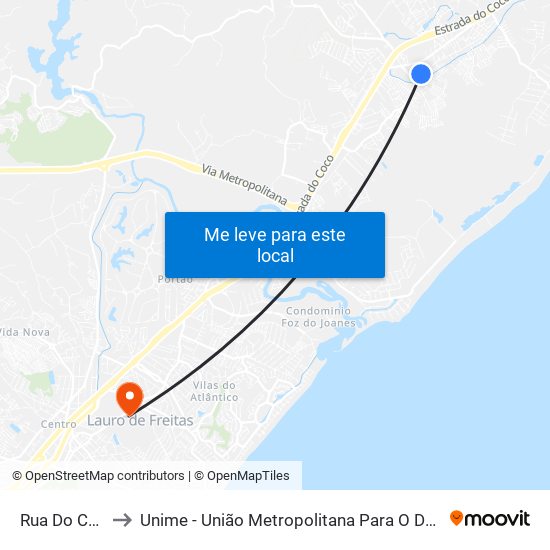 Rua Do Colégio, 1014 to Unime - União Metropolitana Para O Desenvolvimento Da Educação E Cultura map