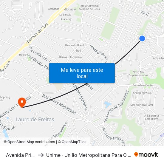 Avenida Priscila Dutra, 981 to Unime - União Metropolitana Para O Desenvolvimento Da Educação E Cultura map