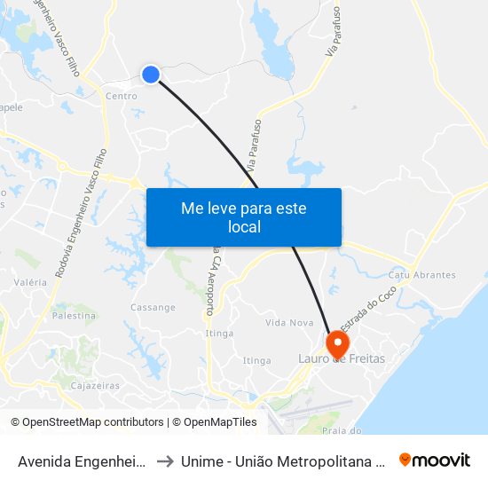 Avenida Engenheiro Walter Aragão De Souza, 30 to Unime - União Metropolitana Para O Desenvolvimento Da Educação E Cultura map