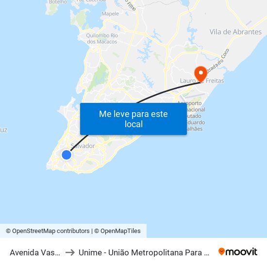 Avenida Vasco Da Gama, 432 to Unime - União Metropolitana Para O Desenvolvimento Da Educação E Cultura map