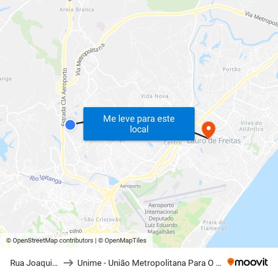 Rua Joaquim Ferreira, 146 to Unime - União Metropolitana Para O Desenvolvimento Da Educação E Cultura map