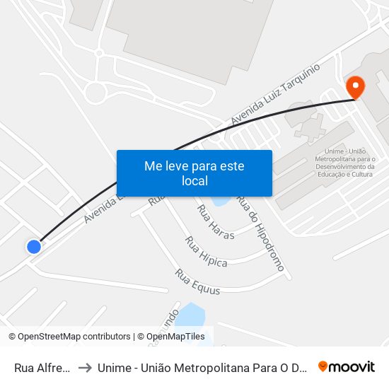 Rua Alfredo Torrisi, 4 to Unime - União Metropolitana Para O Desenvolvimento Da Educação E Cultura map