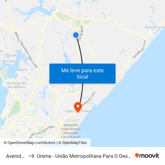 Avenida Sul, 29b to Unime - União Metropolitana Para O Desenvolvimento Da Educação E Cultura map