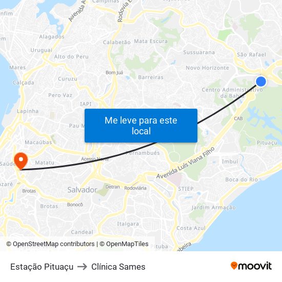 Estação Pituaçu to Clínica Sames map