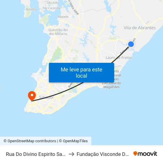 Rua Do Divino Espirito Santo, 85 to Fundação Visconde De Cairu map