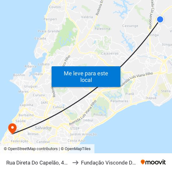 Rua Direta Do Capelão, 465-493 to Fundação Visconde De Cairu map