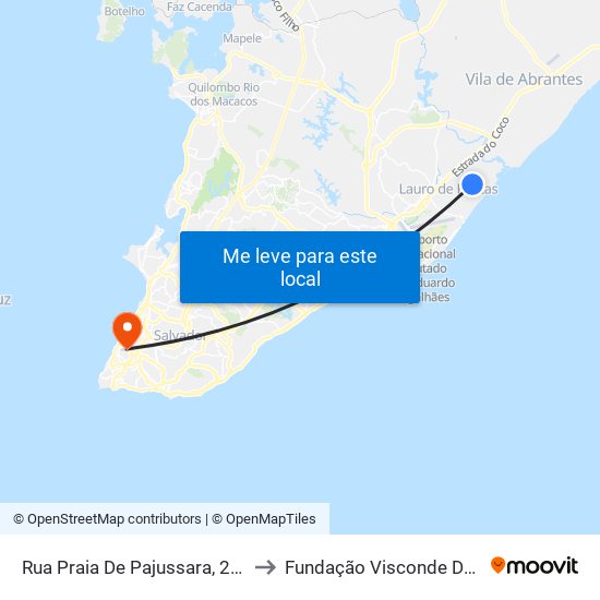 Rua Praia De Pajussara, 219-265 to Fundação Visconde De Cairu map