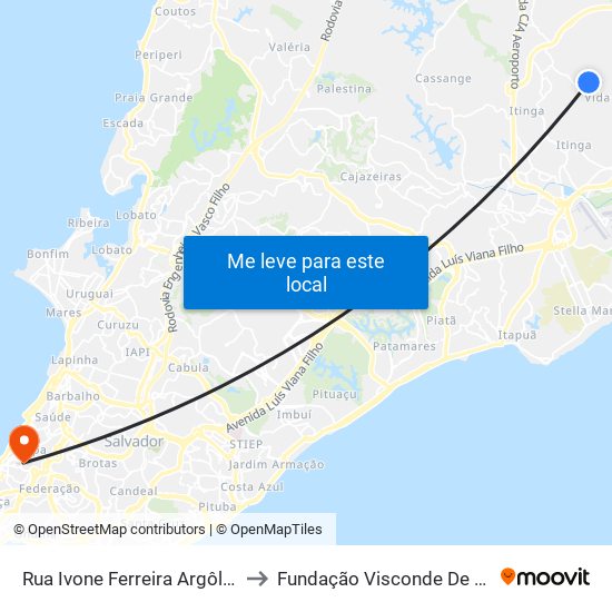 Rua Ivone Ferreira Argôlo, 11 to Fundação Visconde De Cairu map