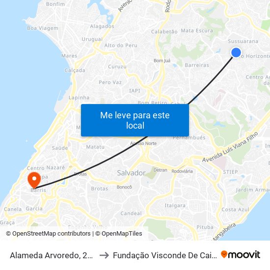 Alameda Arvoredo, 242 to Fundação Visconde De Cairu map