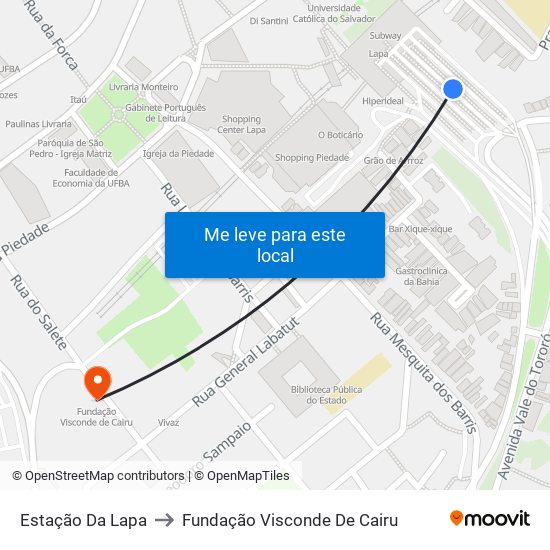 Estação Da Lapa to Fundação Visconde De Cairu map