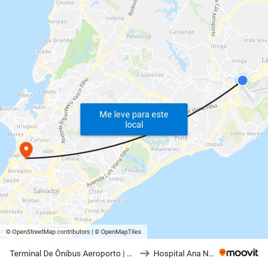 Terminal De Ônibus Aeroporto | Volta to Hospital Ana Nery map