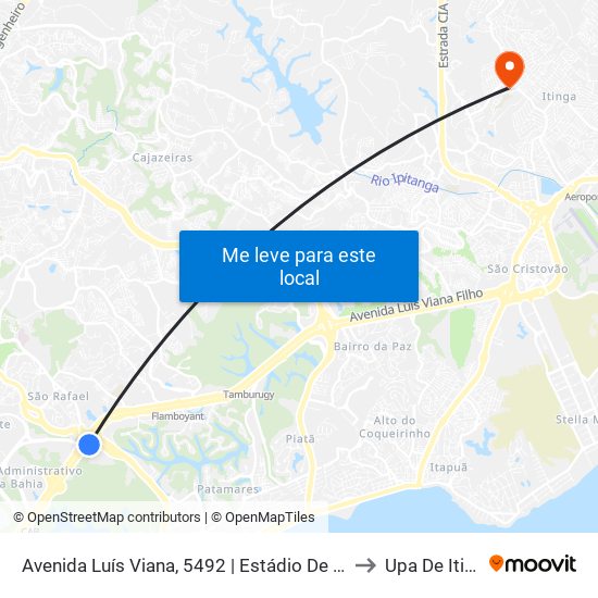 Avenida Luís Viana, 5492 | Estádio De Pituaçu to Upa De Itinga map
