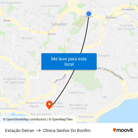 Estação Detran to Clínica Senhor Do Bonfim map