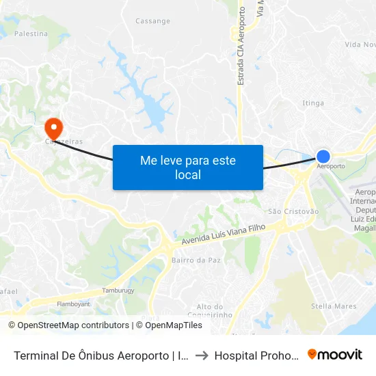 Terminal De Ônibus Aeroporto | Ida to Hospital Prohope map
