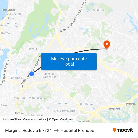 Marginal Rodovia Br-324 to Hospital Prohope map