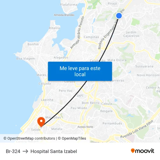 Br-324 to Hospital Santa Izabel map