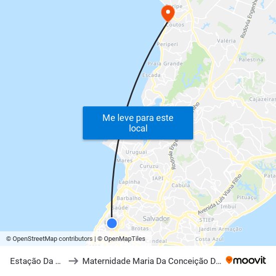 Estação Da Lapa to Maternidade Maria Da Conceição De Jesus map