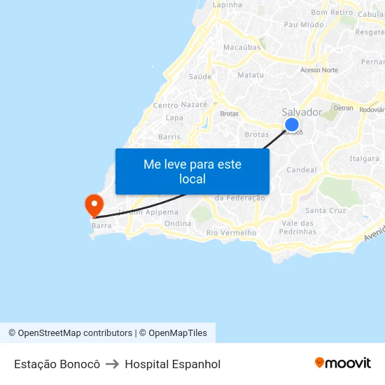 Estação Bonocô to Hospital Espanhol map