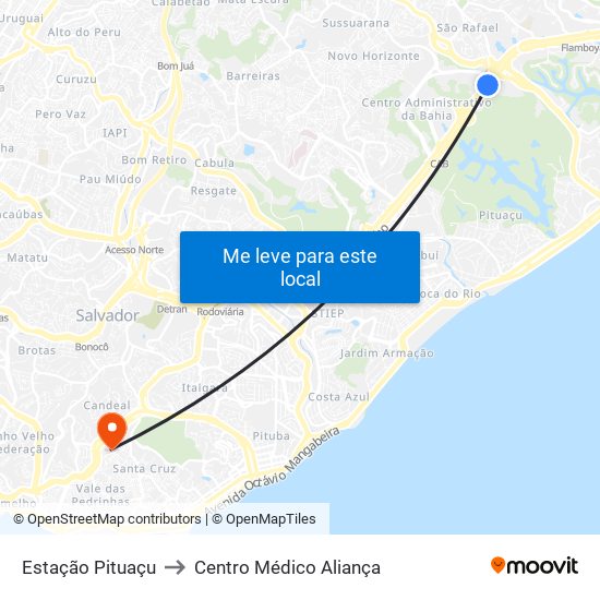 Estação Pituaçu to Centro Médico Aliança map