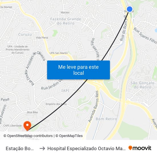 Estação Bom Juá to Hospital Especializado Octavio Mangabeira map