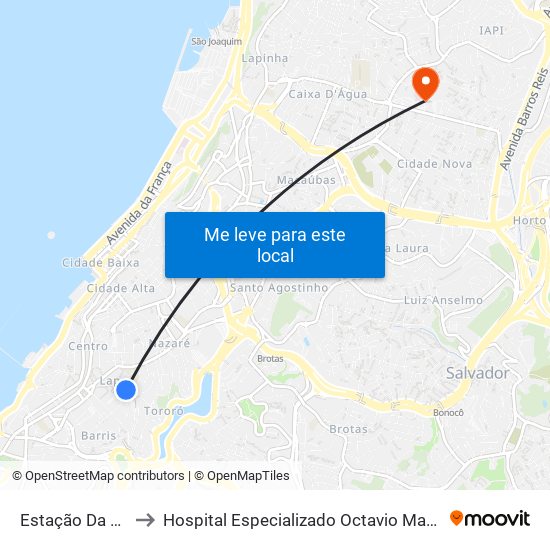 Estação Da Lapa to Hospital Especializado Octavio Mangabeira map