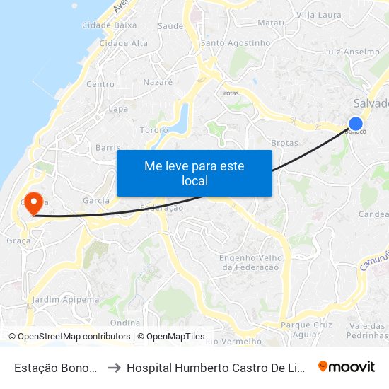 Estação Bonocô to Hospital Humberto Castro De Lima map