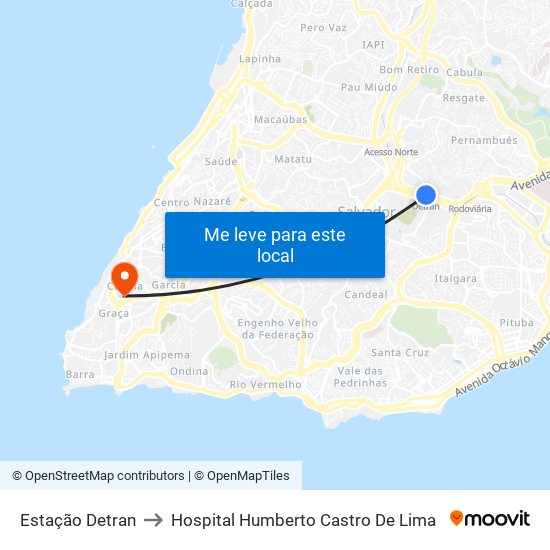Estação Detran to Hospital Humberto Castro De Lima map