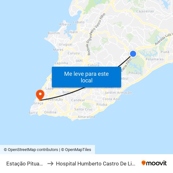 Estação Pituaçu to Hospital Humberto Castro De Lima map