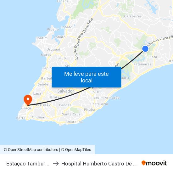 Estação Tamburugy to Hospital Humberto Castro De Lima map