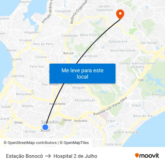 Estação Bonocô to Hospital 2 de Julho map