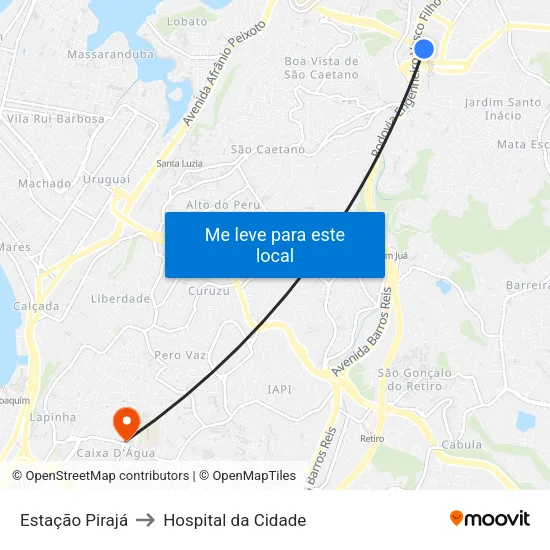 Estação Pirajá to Hospital da Cidade map