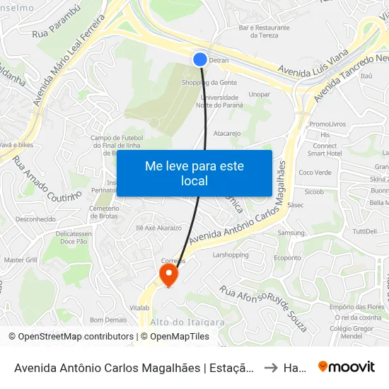 Avenida Antônio Carlos Magalhães | Estação Detran - Sentido Aeroporto to HapVida map