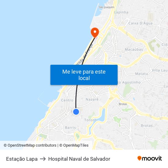 Estação Lapa to Hospital Naval de Salvador map