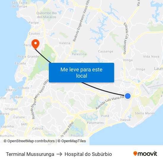 Terminal Mussurunga to Hospital do Subúrbio map