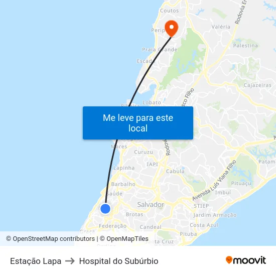 Estação Lapa to Hospital do Subúrbio map