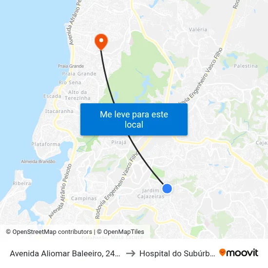 Avenida Aliomar Baleeiro, 2437 to Hospital do Subúrbio map