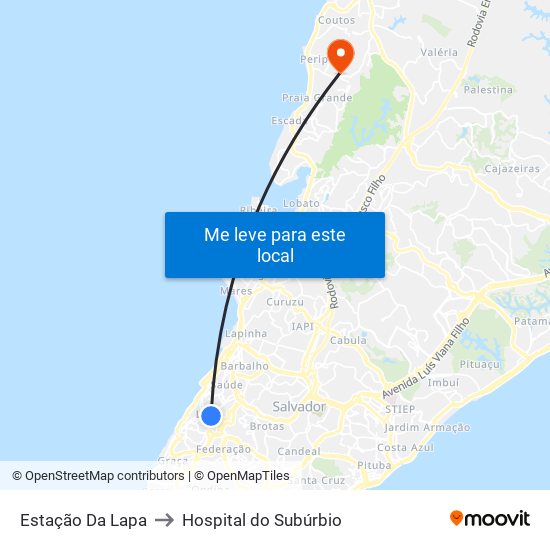 Estação Da Lapa to Hospital do Subúrbio map