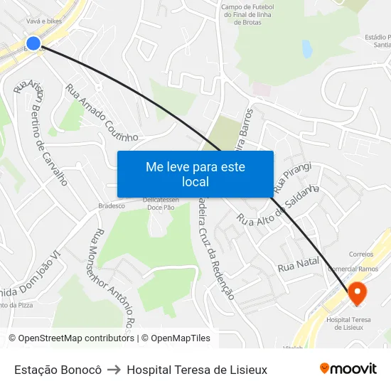 Estação Bonocô to Hospital Teresa de Lisieux map