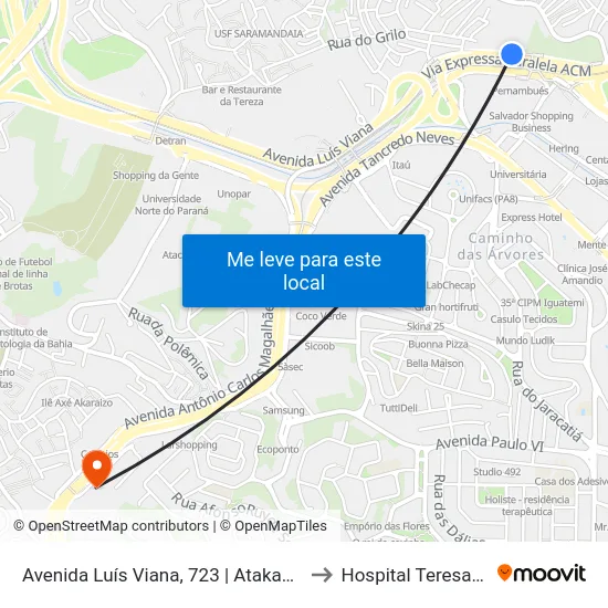 Avenida Luís Viana, 723 | Atakadão Atakarejo - Ida to Hospital Teresa de Lisieux map