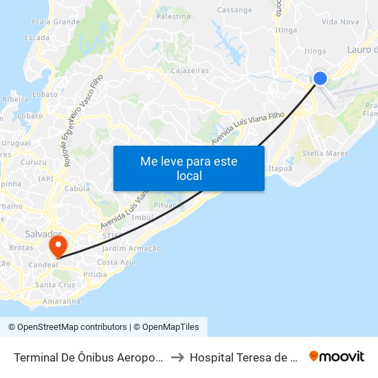 Terminal De Ônibus Aeroporto | Ida to Hospital Teresa de Lisieux map