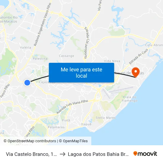 Via Castelo Branco, 195 to Lagoa dos Patos Bahia Brazil map