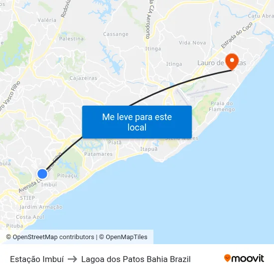 Estação Imbuí to Lagoa dos Patos Bahia Brazil map