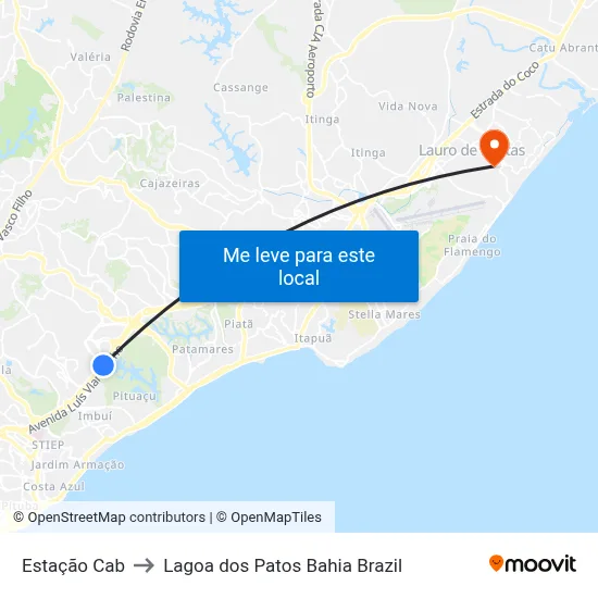 Estação Cab to Lagoa dos Patos Bahia Brazil map