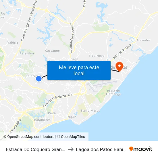 Estrada Do Coqueiro Grande, 1237 to Lagoa dos Patos Bahia Brazil map