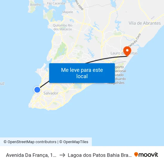 Avenida Da França, 182 to Lagoa dos Patos Bahia Brazil map