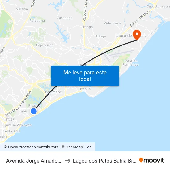 Avenida Jorge Amado, 59 to Lagoa dos Patos Bahia Brazil map