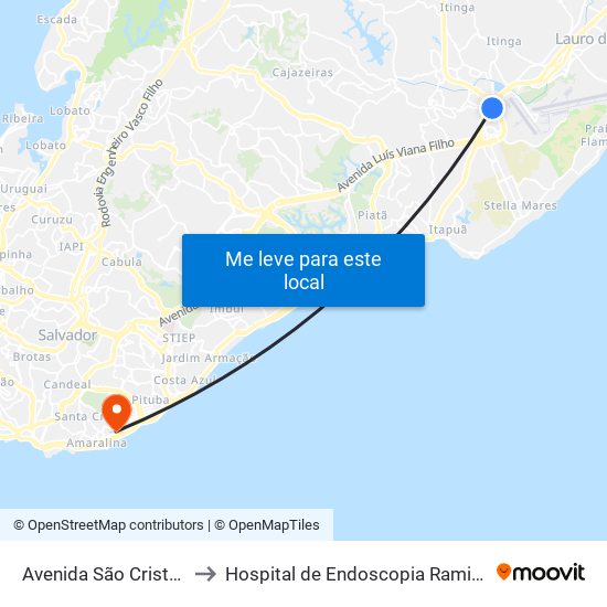 Avenida São Cristóvão, 8875 to Hospital de Endoscopia Ramiro Mascarenhas map